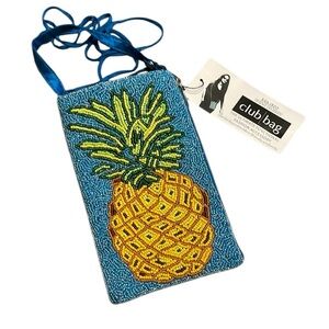 Bamboo Trading Co. Pineapple Beaded Crossbody Wristlet Club Bag‎